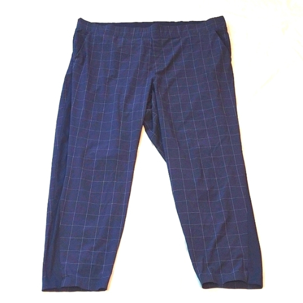 Athleta Brooklyn Navy windowpane textured ankle pant Size 22 EUC - Picture 3 of 7